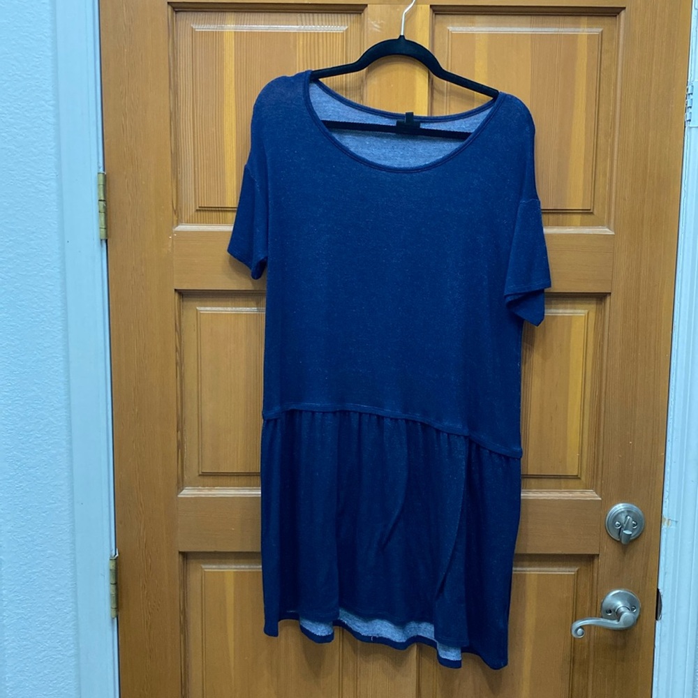 Bobeau Navy Drop Waist Dress